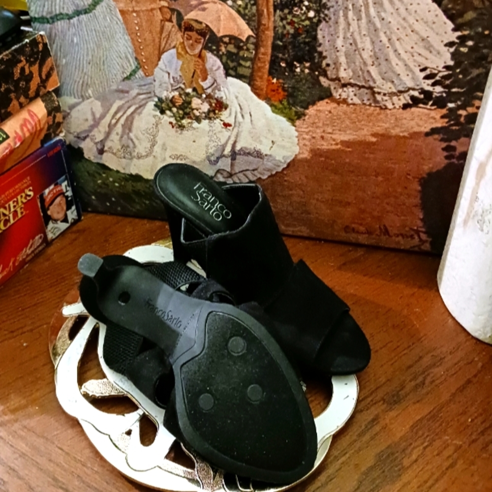 👡Franco Sorto Black Suede Heel Sandals Size 5.5,Nice Comfy Wear,Get It Fast!👡